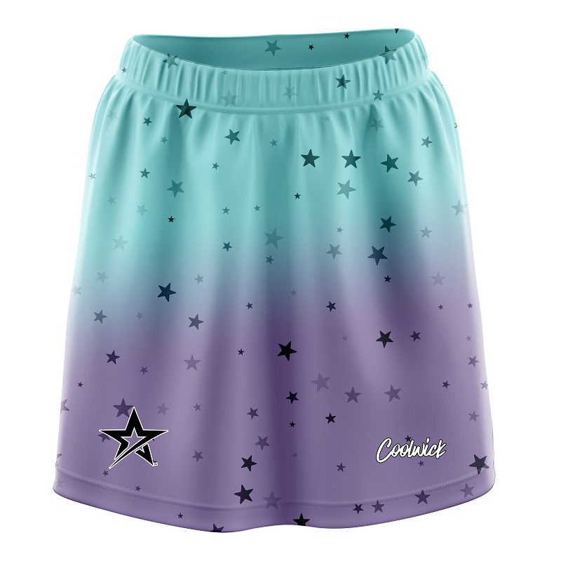 Stefanie Johnson Purple Teal Stars CoolWick Bowling Skort
