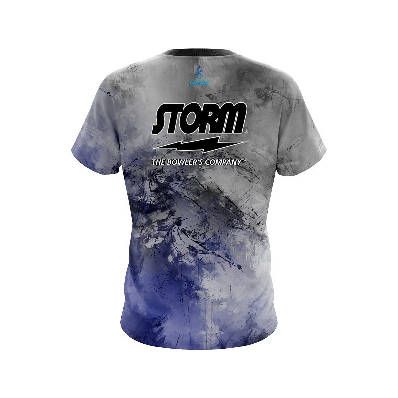 Storm Blue And Grey Canvas Semi-Custom CoolWick Bowling Jersey - Image 2