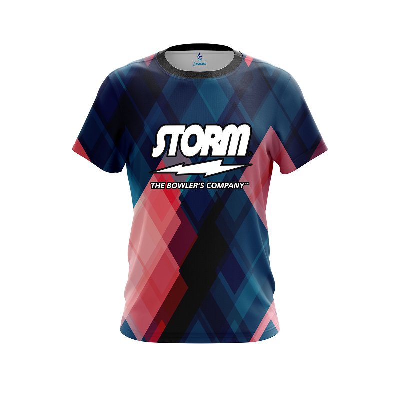 Storm Blue And Pink Diamond CoolWick Bowling Jersey