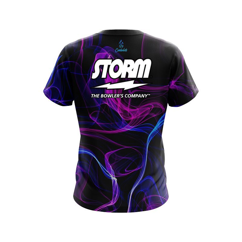 Storm Blue Purple Smoke Semi-Custom CoolWick Bowling Jersey - Image 2