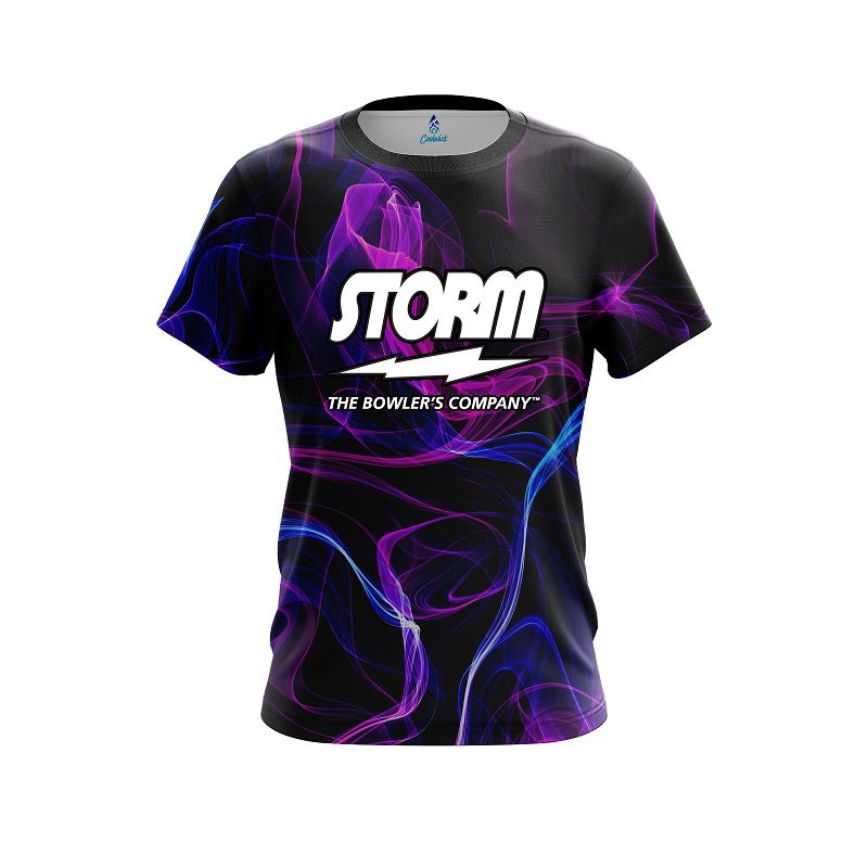Storm Blue Purple Smoke Semi-Custom CoolWick Bowling Jersey