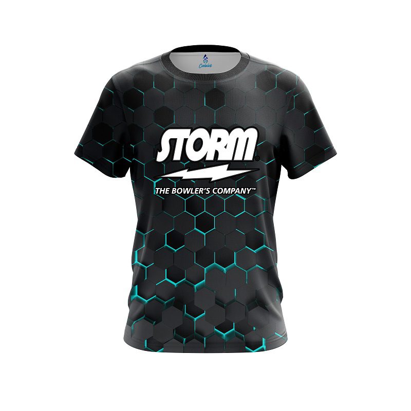 Storm Aqua  Honeycomb Fusion Semi-Custom CoolWick Bowling Jersey