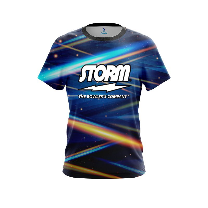 Storm Blue Futuristic Rays CoolWick Bowling Jersey
