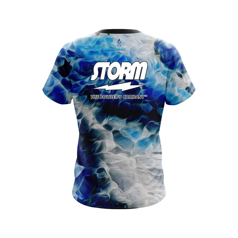Storm Blue Marble Onyx Semi-Custom CoolWick Bowling Jersey - Image 2