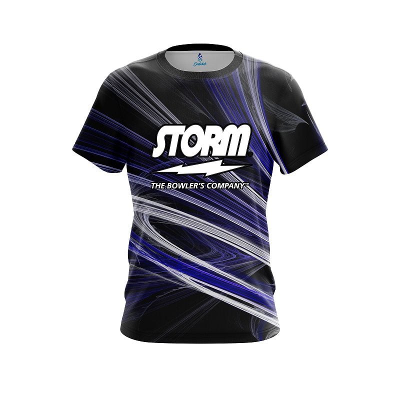 Storm Blue Motion Swirl Semi-Custom CoolWick Bowling Jersey