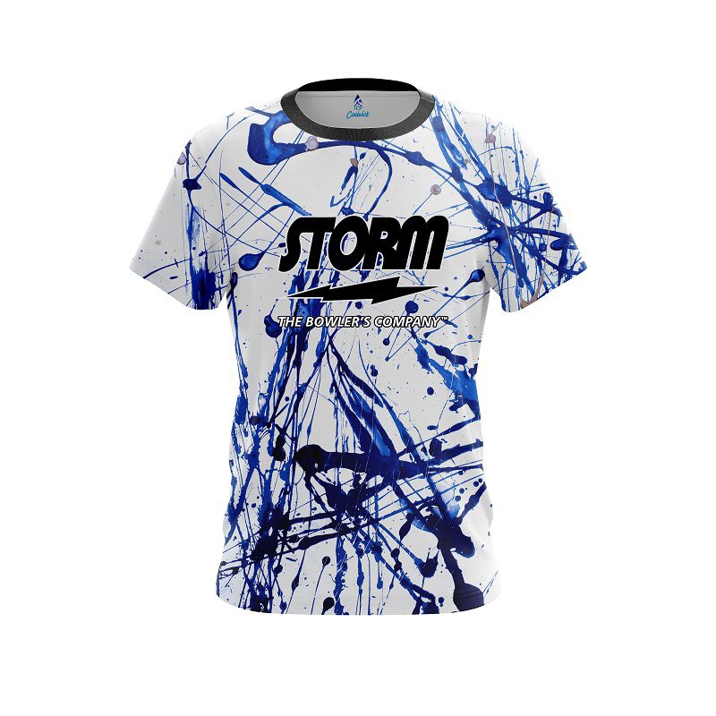 Storm Blue Paint Splash Semi-Custom CoolWick Bowling Jersey
