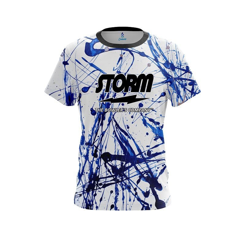 Storm Blue Paint Splash Semi-Custom CoolWick Bowling Jersey