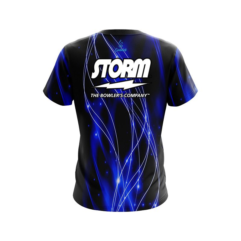 Storm Blue Spiral Waves Semi-Custom CoolWick Bowling Jersey - Image 2