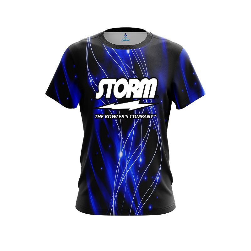 Storm Blue Spiral Waves Semi-Custom CoolWick Bowling Jersey