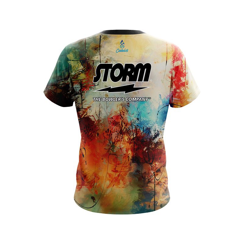 Storm Colorful Painted Canvas Grunge Semi-Custom CoolWick Bowling Jersey - Image 2