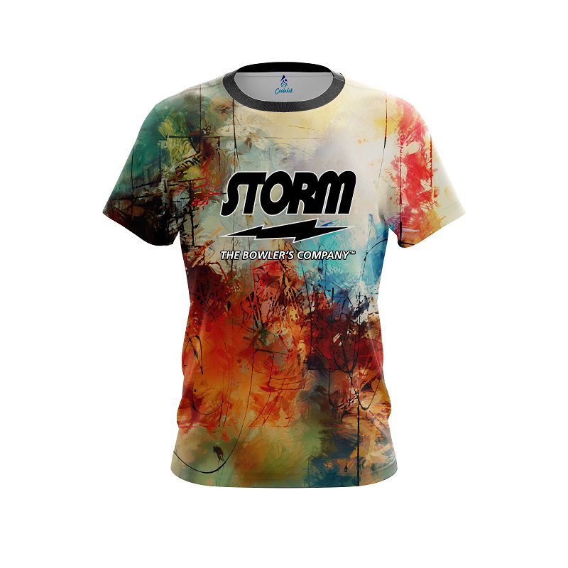 Storm Colorful Painted Canvas Grunge Semi-Custom CoolWick Bowling Jersey