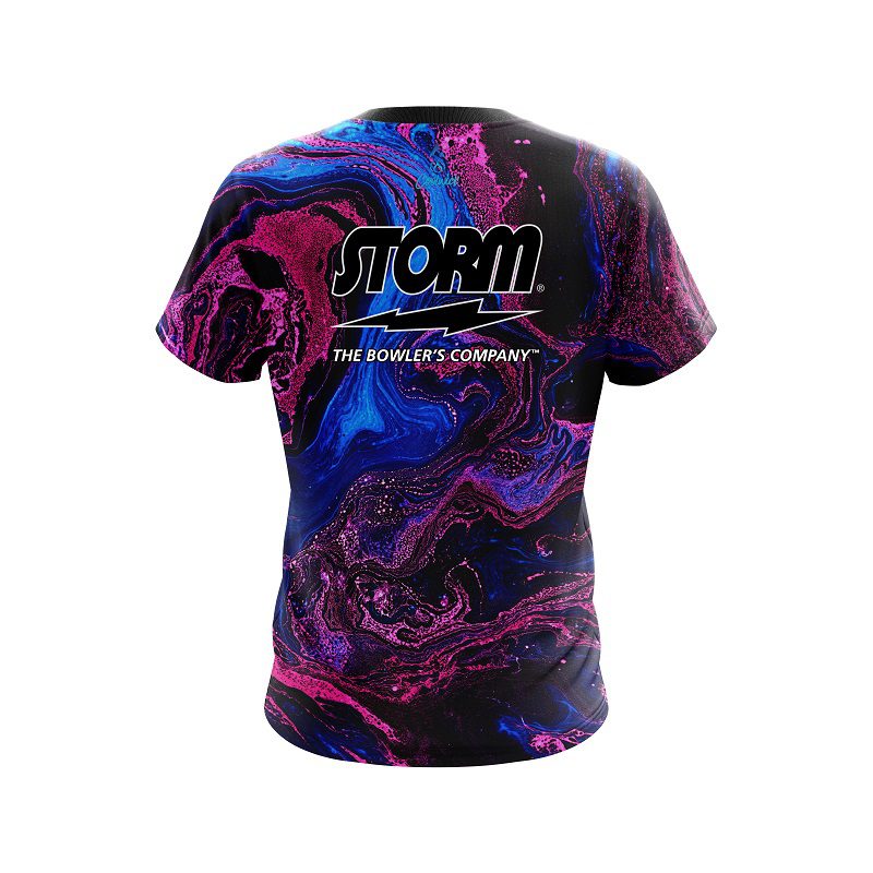 Storm Cotton Candy Marble Semi-Custom CoolWick Bowling Jersey - Image 2