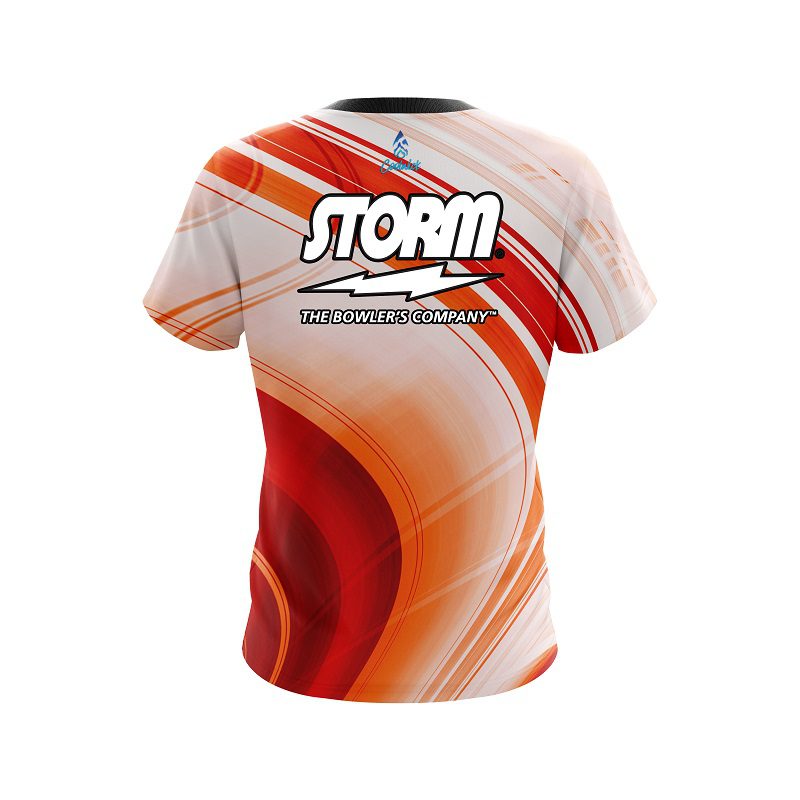 Storm Curvy Orange Pattern Semi-Custom CoolWick Bowling Jersey - Image 2