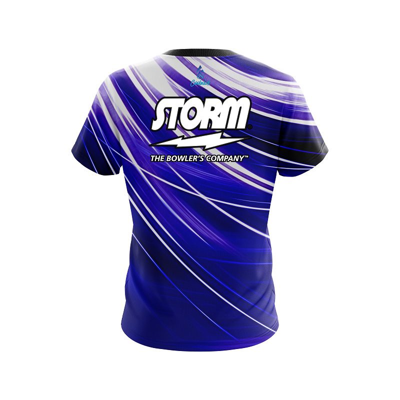 Storm Deep Blue Stripes Semi-Custom CoolWick Bowling Jersey - Image 2