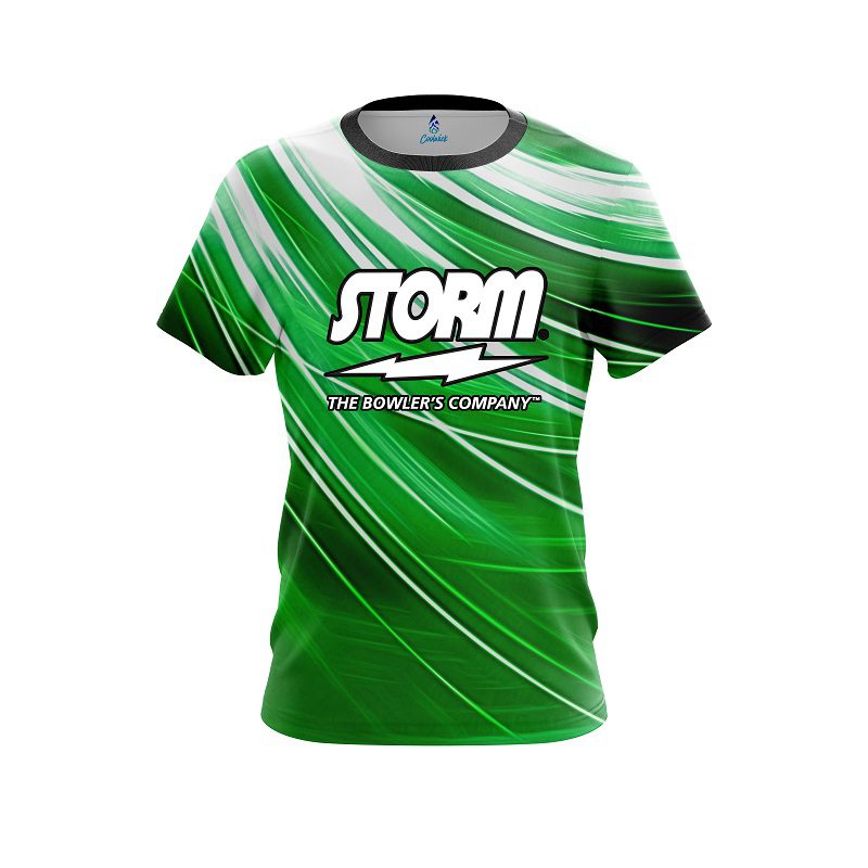 Storm Deep Green Stripes CoolWick Bowling Jersey