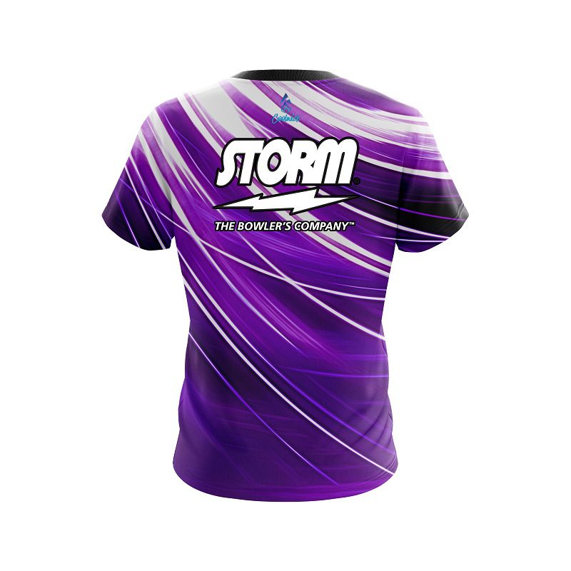 Storm Deep Purple Stripes Semi-Custom CoolWick Bowling Jersey - Image 2