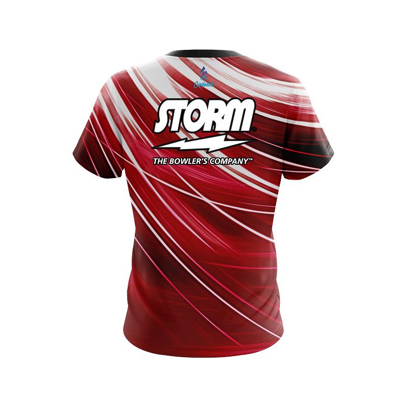 Storm Deep Red Stripes Semi-Custom CoolWick Bowling Jersey - Image 2