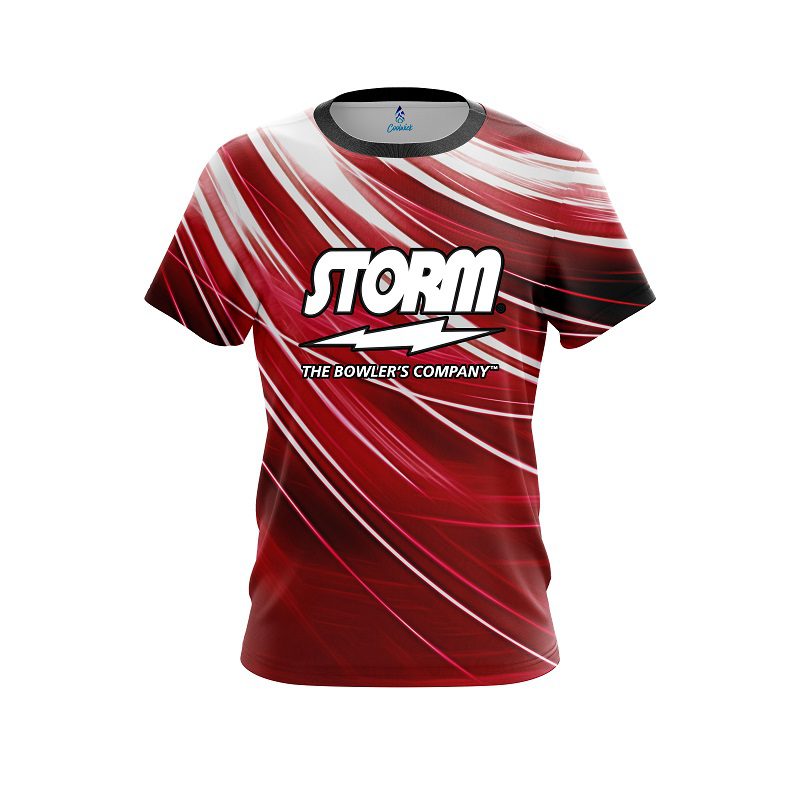 Storm Deep Red Stripes Semi-Custom CoolWick Bowling Jersey