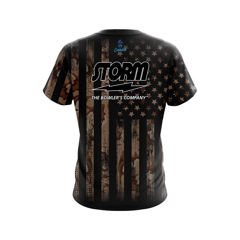 Storm Desert Camo Flag Semi-Custom CoolWick Bowling Jersey - Image 2