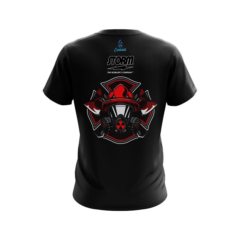Storm Firefighter gas Mask Semi-Custom CoolWick Bowling Jersey - Image 2