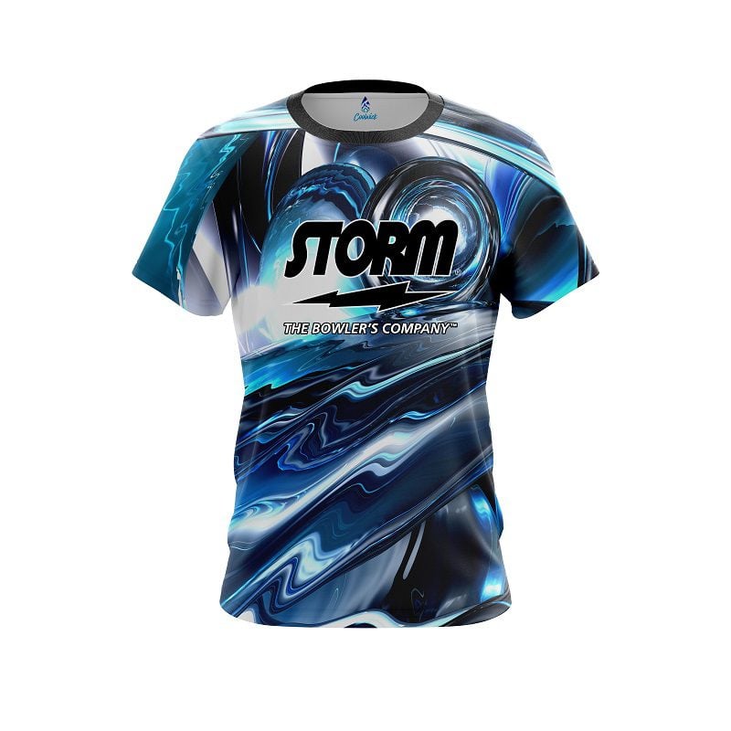 Storm Futuristic Plasma Waves Semi-Custom CoolWick Bowling Jersey