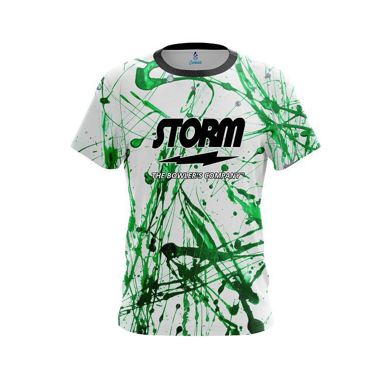 Storm Green Paint Splash CoolWick Bowling Jersey