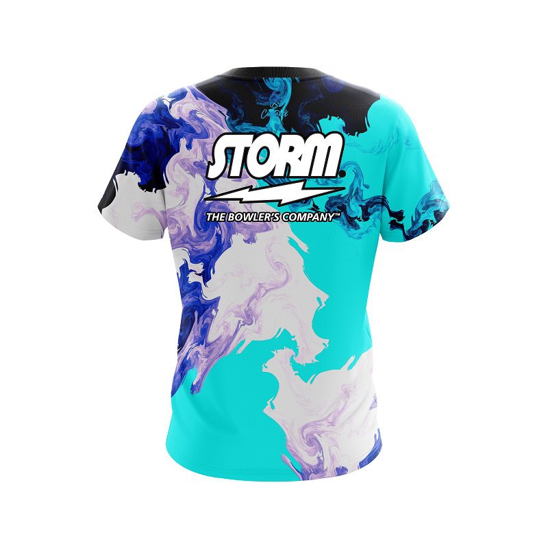 Storm Liquid Marble Purple And Blue Semi-Custom CoolWick Bowling Jersey - Image 2