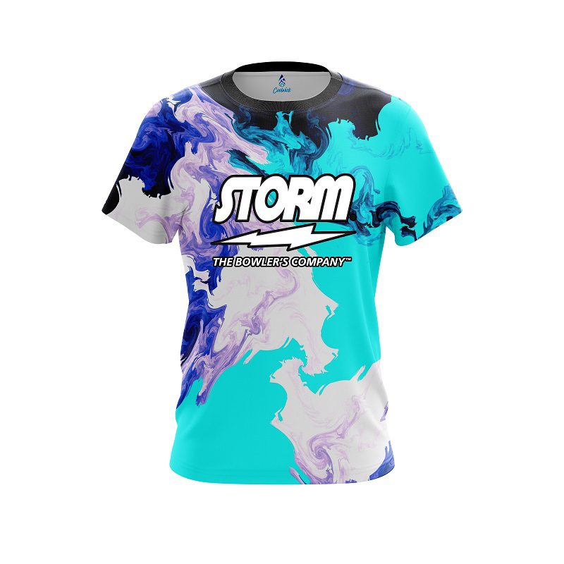 Storm Liquid Marble Purple And Blue Semi-Custom CoolWick Bowling Jersey