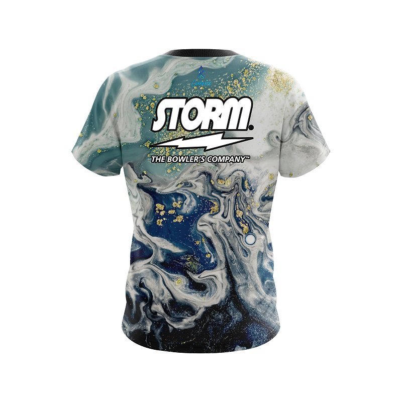 Storm Marbleized Ripple Pattern Semi-Custom CoolWick Bowling Jersey - Image 2