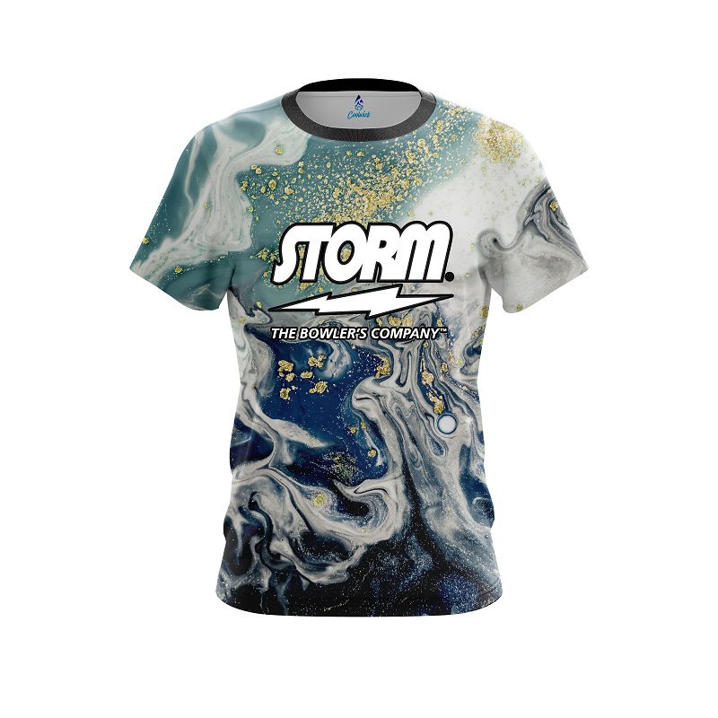 Storm Marbleized Ripple Pattern Semi-Custom CoolWick Bowling Jersey