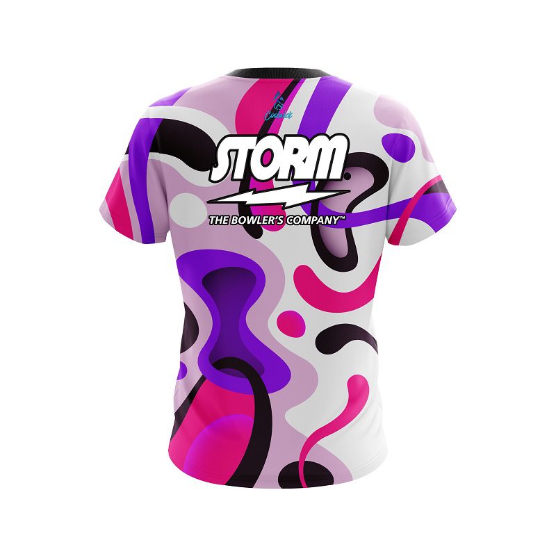 Storm Modern Art Purple Semi-Custom CoolWick Bowling Jersey - Image 2