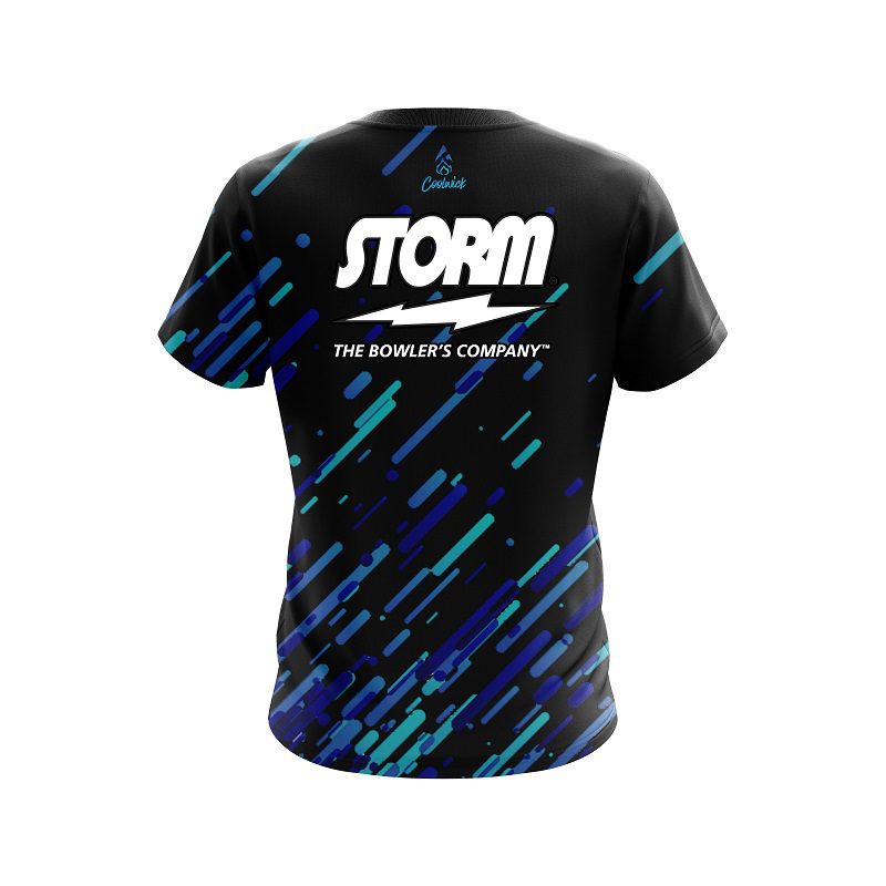 Storm Modern Blue Stripe Semi-Custom CoolWick Bowling Jersey - Image 2