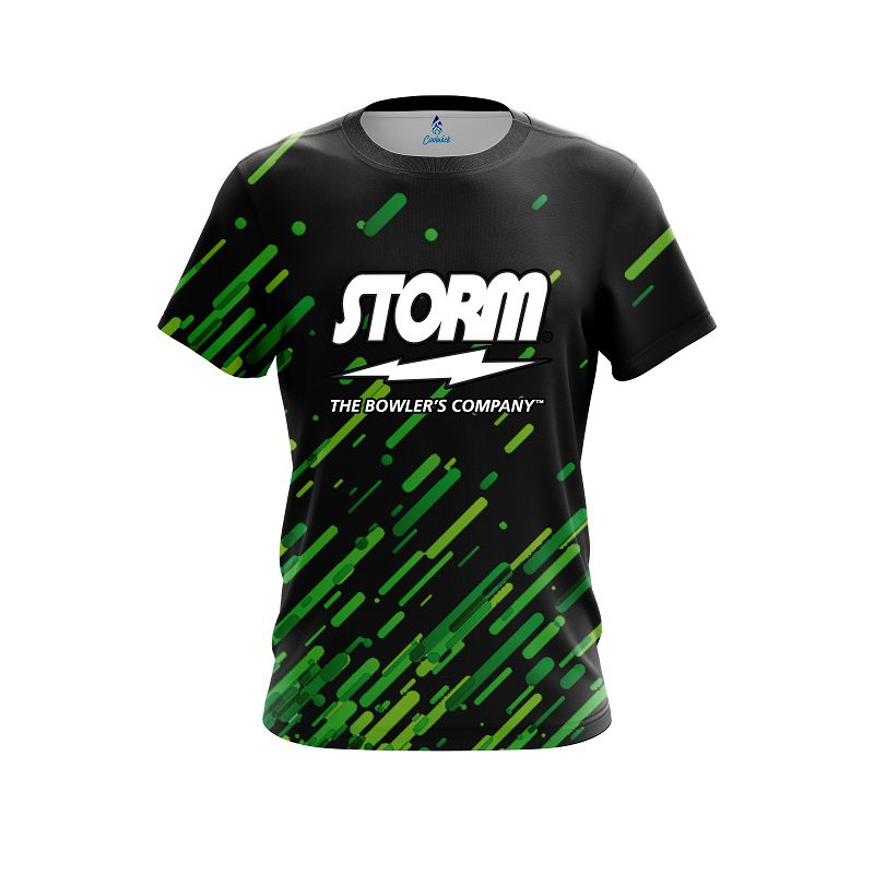 Storm Modern Green Stripe CoolWick Bowling Jersey
