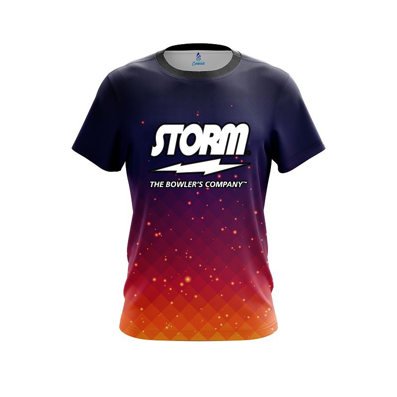 Storm Orange And Pink Fire Sparks CoolWick Bowling Jersey