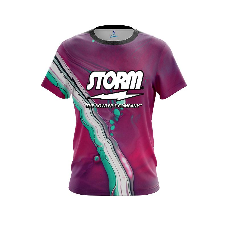 Storm Pink And Green Liquid CoolWick Bowling Jersey