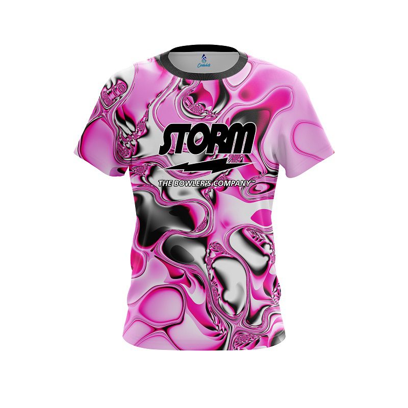 Storm pink And White Liquid Canvas CoolWick Bowling Jersey