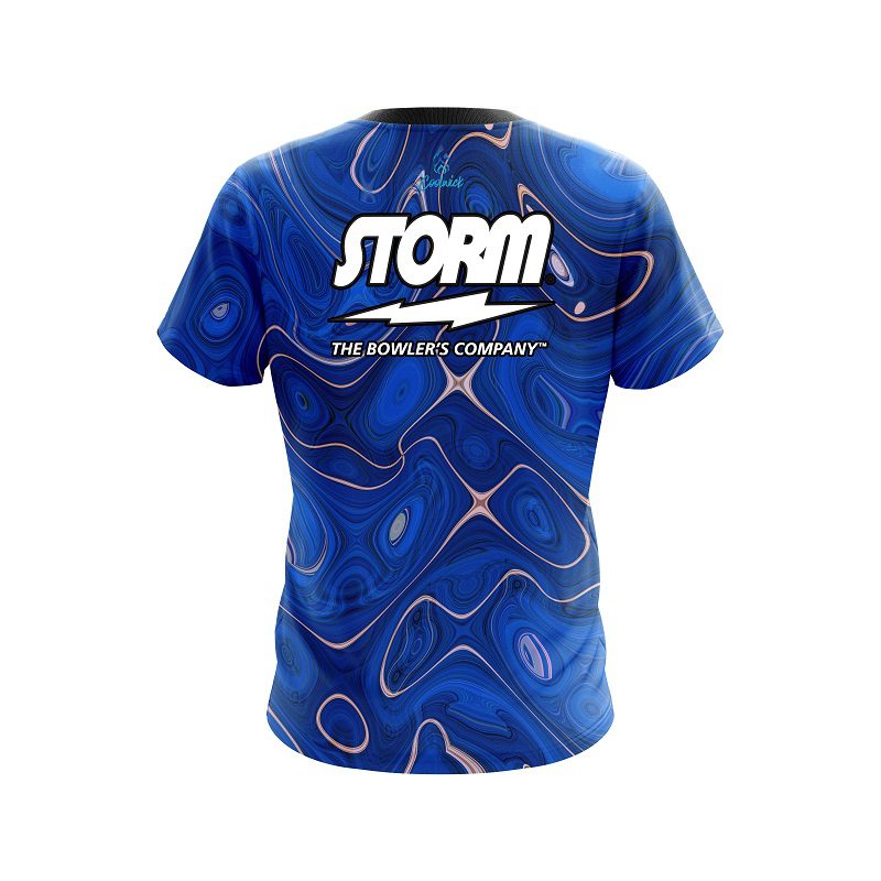 Storm Psychedelic Blue Flow Semi-Custom CoolWick Bowling Jersey - Image 2