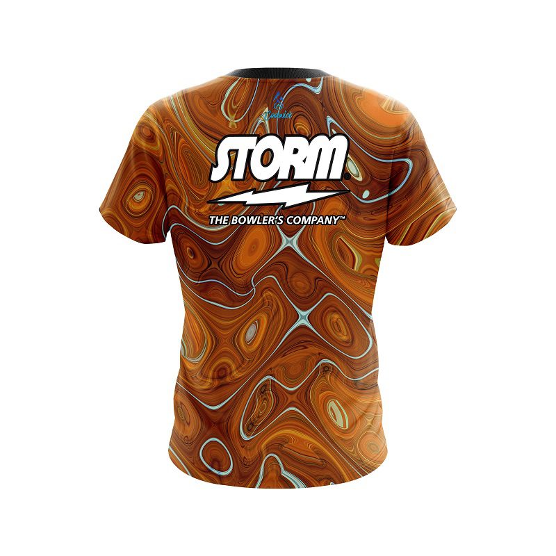 Storm Psychedelic Orange Flow Semi-Custom CoolWick Bowling Jersey - Image 2