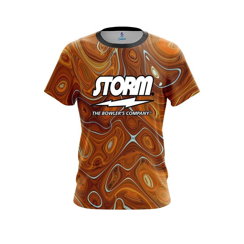 Storm Psychedelic Orange Flow Semi-Custom CoolWick Bowling Jersey