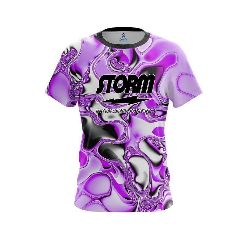 Storm Purple And White Liquid Canvas Semi-Custom CoolWick Bowling Jersey