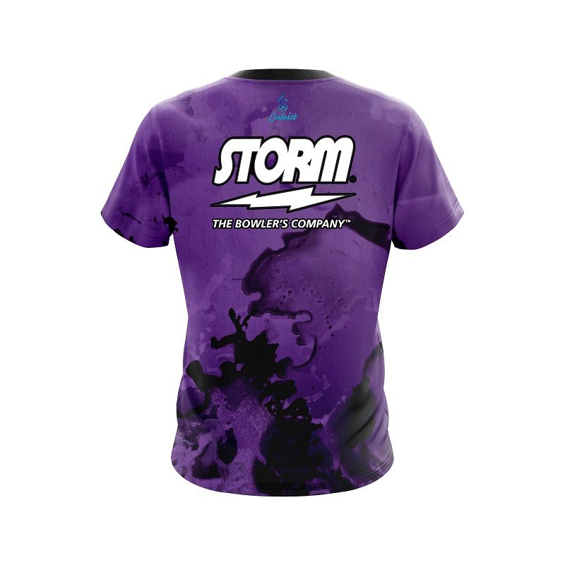 Storm Purple Graffiti Grunge Semi-Custom CoolWick Bowling Jersey - Image 2