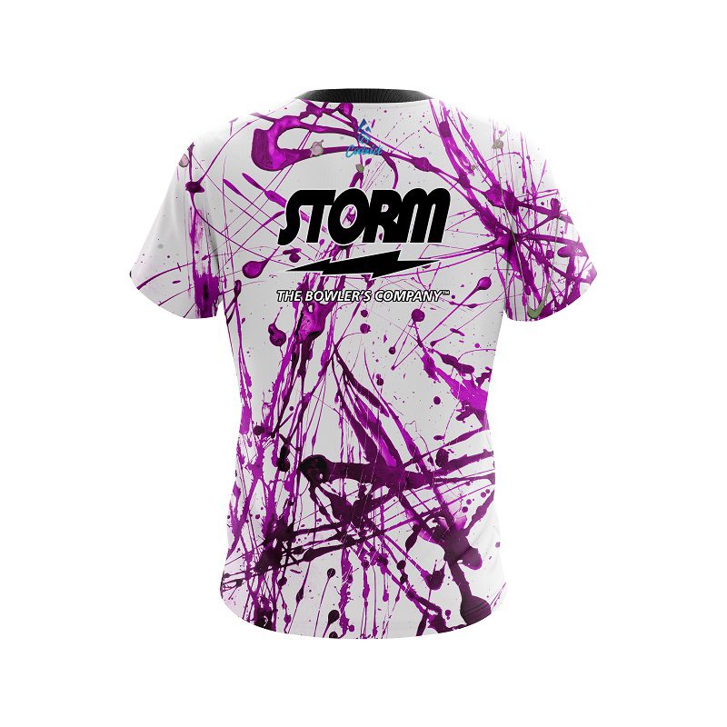 Storm Purple Paint Splash Semi-Custom CoolWick Bowling Jersey - Image 2