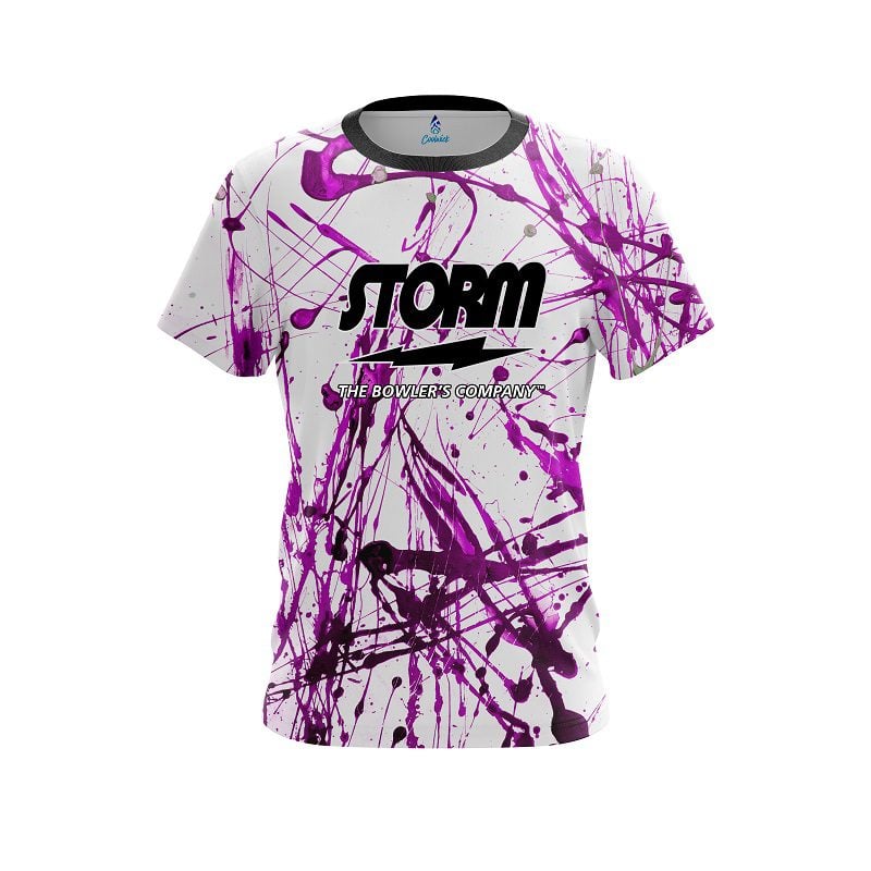 Storm Purple Paint Splash Semi-Custom CoolWick Bowling Jersey