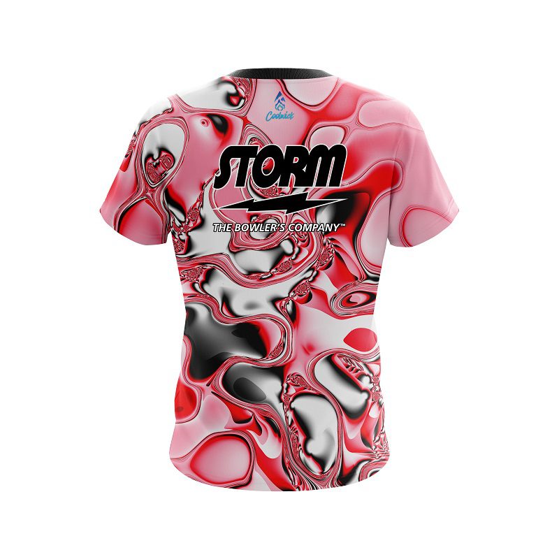 Storm Red And White Liquid Canvas Semi-Custom CoolWick Bowling Jersey - Image 2