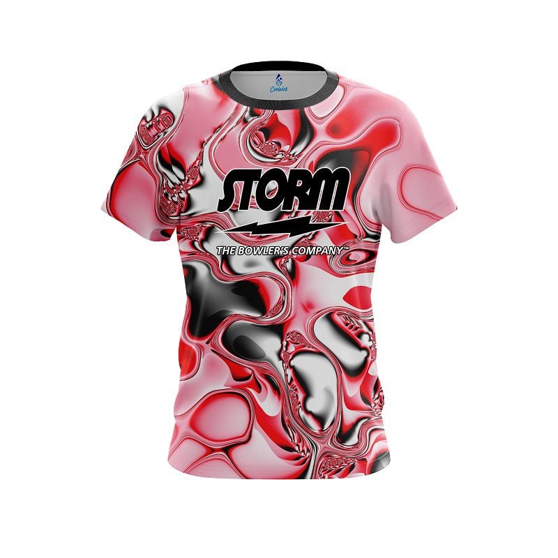 Storm Red And White Liquid Canvas Semi-Custom CoolWick Bowling Jersey