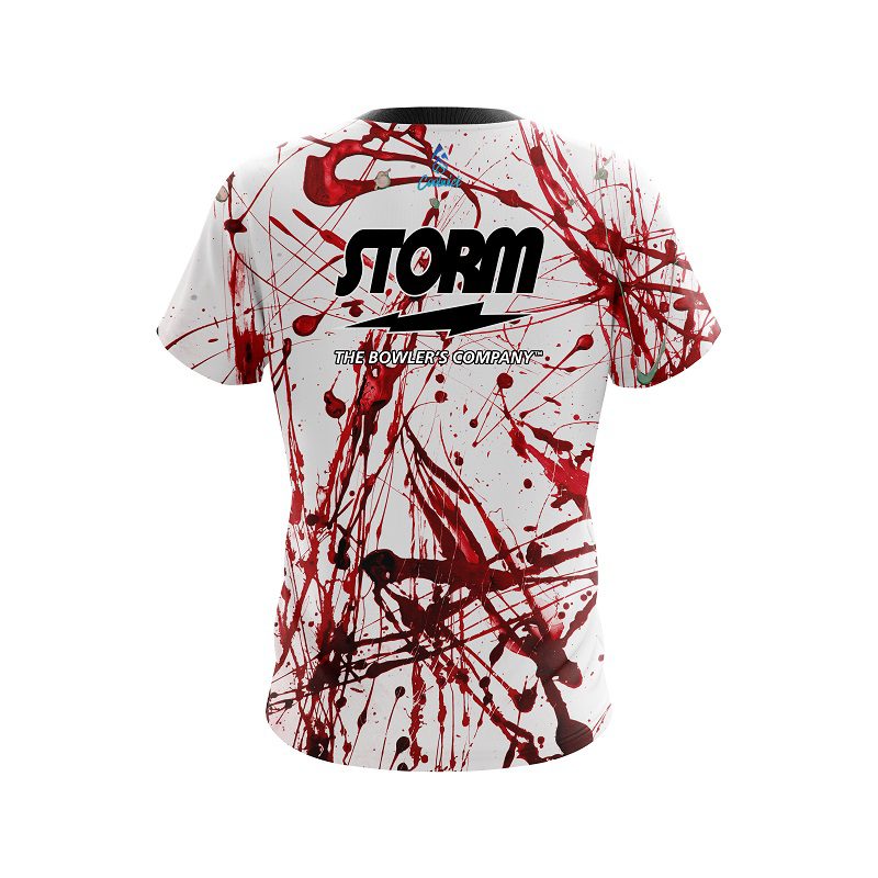 Storm Red Paint Splash Semi-Custom CoolWick Bowling Jersey - Image 2