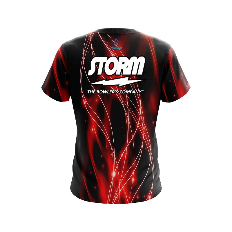 Storm Red Spiral Waves Semi-Custom CoolWick Bowling Jersey - Image 2