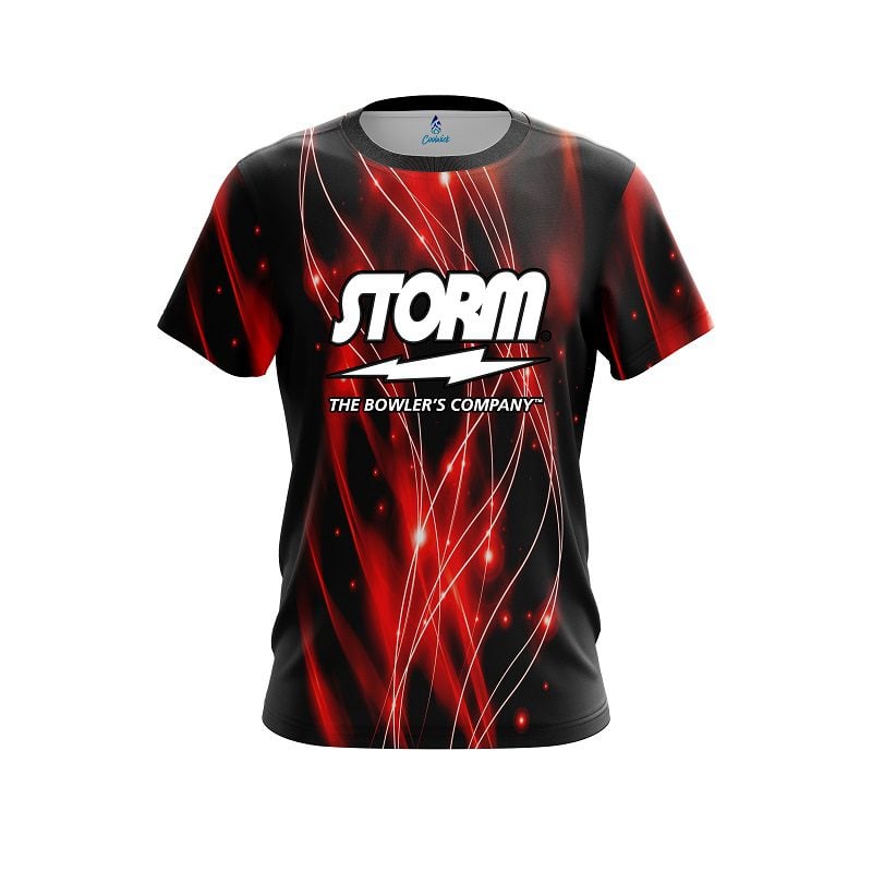 Storm Red Spiral Waves Semi-Custom CoolWick Bowling Jersey