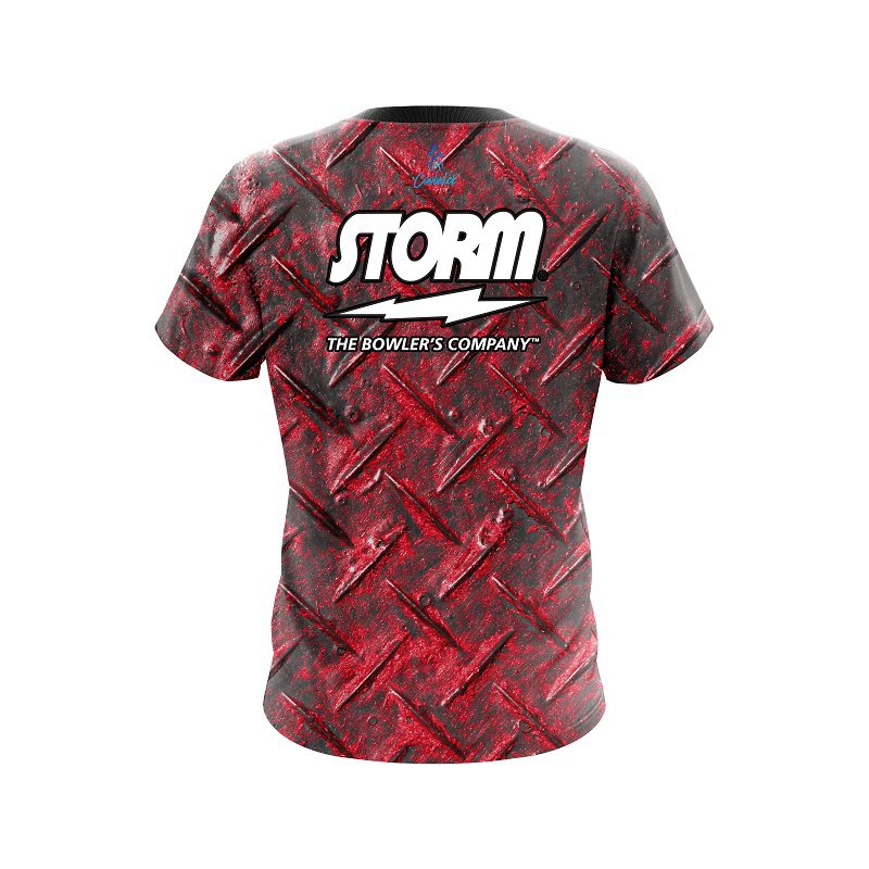 Storm Red Diamond Plate Semi-Custom CoolWick Bowling Jersey - Image 2