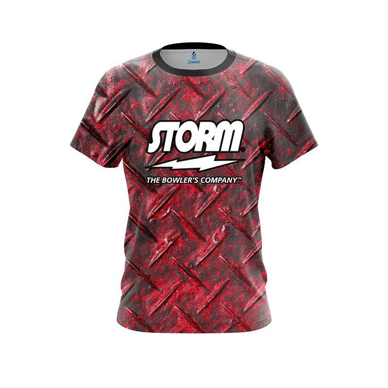 Storm Red Diamond Plate Semi-Custom CoolWick Bowling Jersey